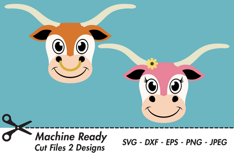 Cute Longhorn Faces | Farm SVG SVG Captain Creative 