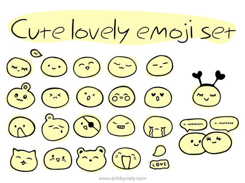 Cute lovely emoji set SVG illustration. SVG Arts By Naty 