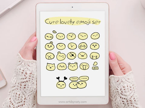 Cute lovely emoji set SVG illustration. SVG Arts By Naty 