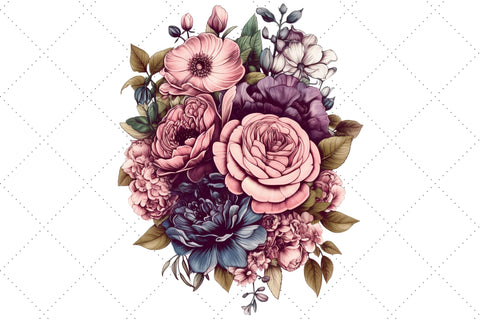 Cute Mauve Floral Bouquet Sublimation Clipart Bundle, Sublimation, Mauve Floral Bouquet SVG FloridPrintables 