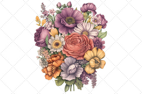 Cute Mauve Floral Bouquet Sublimation Clipart Bundle, Sublimation, Mauve Floral Bouquet SVG FloridPrintables 