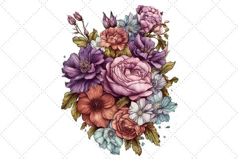 Cute Mauve Floral Bouquet Sublimation Clipart Bundle, Sublimation, Mauve Floral Bouquet SVG FloridPrintables 