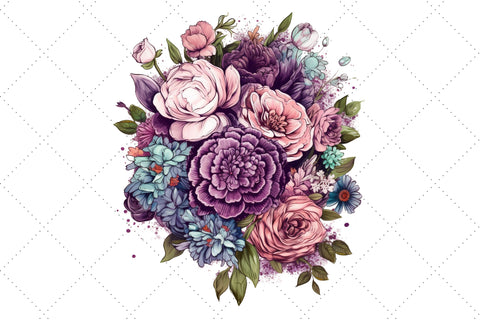 Cute Mauve Floral Bouquet Sublimation Clipart Bundle, Sublimation, Mauve Floral Bouquet SVG FloridPrintables 
