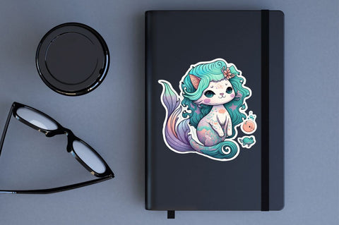 Cute Mermaid Cat Printable Sticker Bundle Sublimation Regulrcrative 