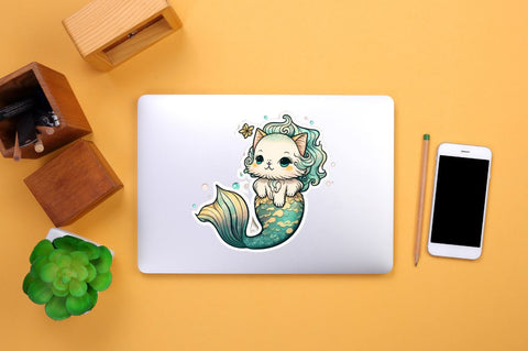 Cute Mermaid Cat Printable Sticker Bundle Sublimation Regulrcrative 