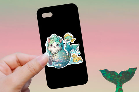 Cute Mermaid Cat Printable Sticker Bundle Sublimation Regulrcrative 