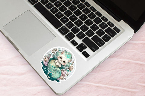 Cute Mermaid Cat Printable Sticker Bundle Sublimation Regulrcrative 