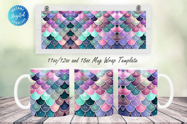 Cute Mermaid Scale 11, 12 & 15 Oz Mug Sublimation Sublimation Regulrcrative 