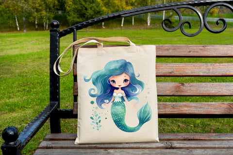 Cute Mermaid Watercolor Clipart Bundle Sublimation Regulrcrative 