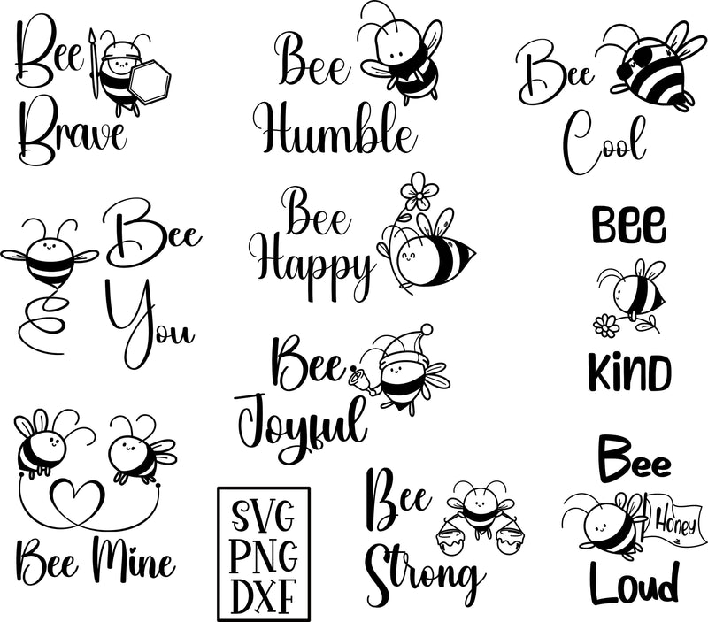 Cute Motivational Bees set of 10 SVG Calico Creations Svg 