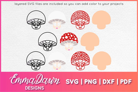 Cute Mushroom SVG SVG Emma Dawn Designs 