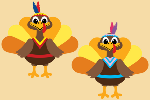 Cute Native American Turkeys | Thanksgiving SVG SVG Captain Creative 