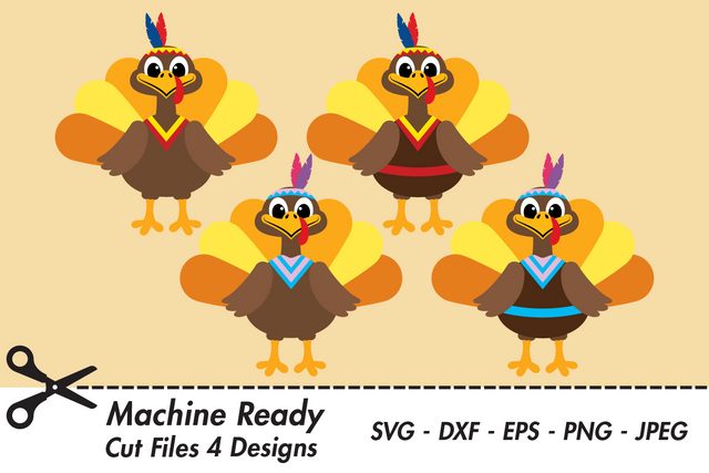 Cute Native American Turkeys | Thanksgiving SVG SVG Captain Creative 