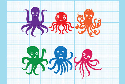 Cute Octopus set vector SVG Johan Ru designs 