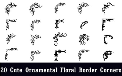 Cute Ornamental floral border corners design set SVG naemmiah021 
