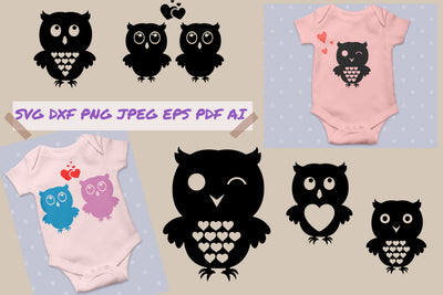 Cute Owels Love Bundle Heart Svg Dxf Png Jpg Eps Ai Pdf SVG TheCrafterDepot 
