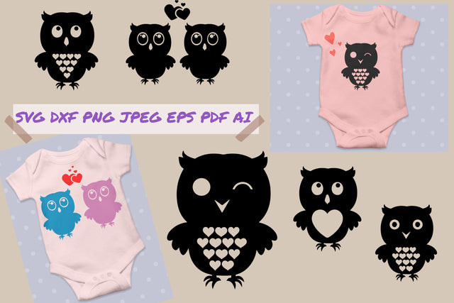 Cute Owels Love Bundle Heart Svg Dxf Png Jpg Eps Ai Pdf SVG TheCrafterDepot 