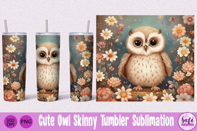 Cute Owl Skinny Tumbler Sublimation File Sublimation Safi Design 