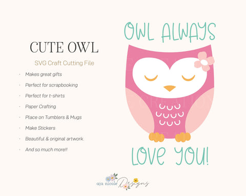 Cute Owl SVG SVG Aja Nicole Designs 