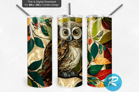 Cute Owl with branch 20 oz / 30 oz Tumbler PNG Sublimation Regulrcrative 