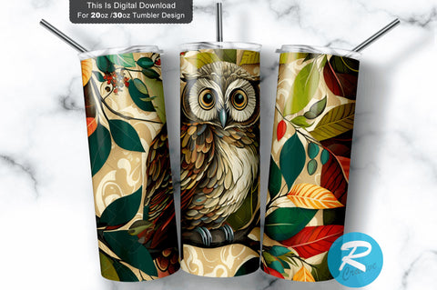 Cute Owl with branch 20 oz / 30 oz Tumbler PNG Sublimation Regulrcrative 