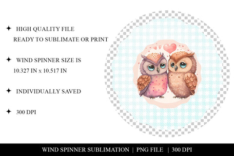 Cute Owls Wind Spinner Sublimation Design Sublimation BijouBay 