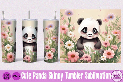 Cute Panda Skinny Tumbler Sublimation Sublimation Safi Design 