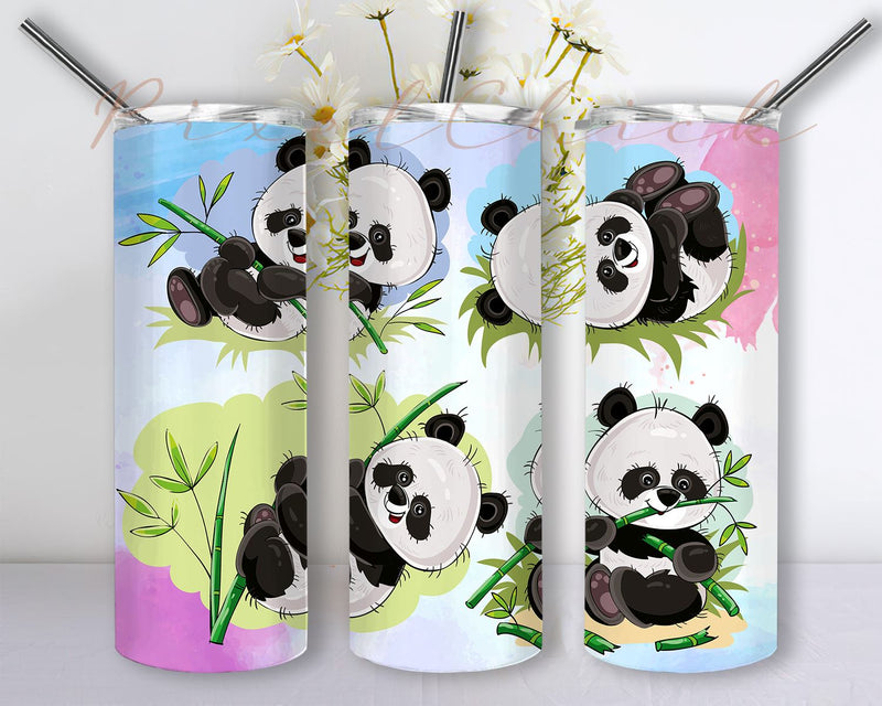 Cute Pandas 20oz sublimation tumbler wrap PNG Sublimation PixelChick 
