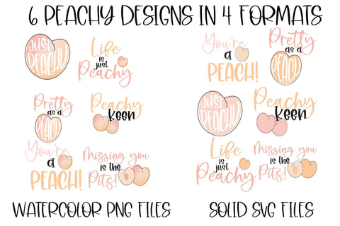 Cute Peach SVG Bundle, Just Peachy SVG, Peachy Keen, Cute Peach Clipart, Peach Quote svg Mini Bundle SVG Designing Digitals 