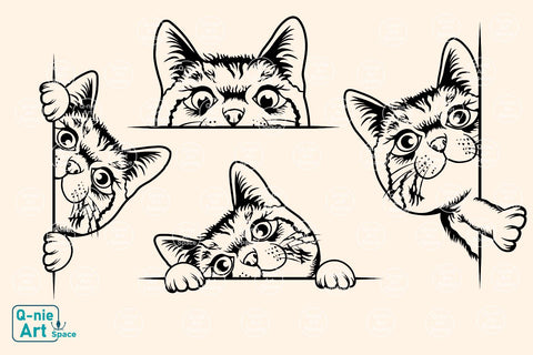 Cute Peeking Cat Svg, Cat Clipart, Animal Head Svg, Curious Pet Vector, Peeking Face Animal Clipart SVG Q-nie Art Space 