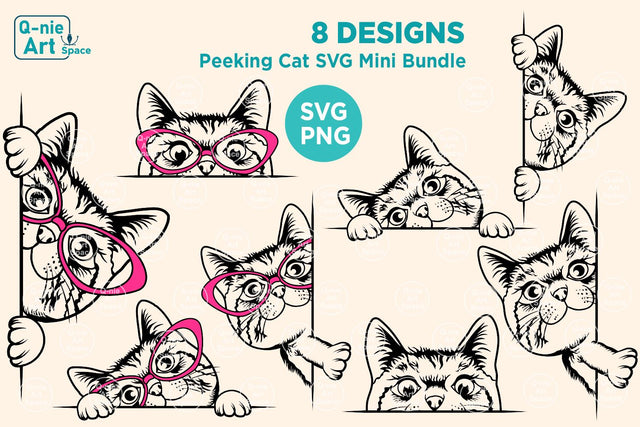 Cute Peeking Cat Svg, Cat Clipart, Animal Head Svg, Curious Pet Vector, Peeking Face Animal Clipart SVG Q-nie Art Space 