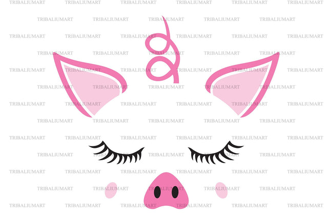 Cute pig face SVG TribaliumArtSF 
