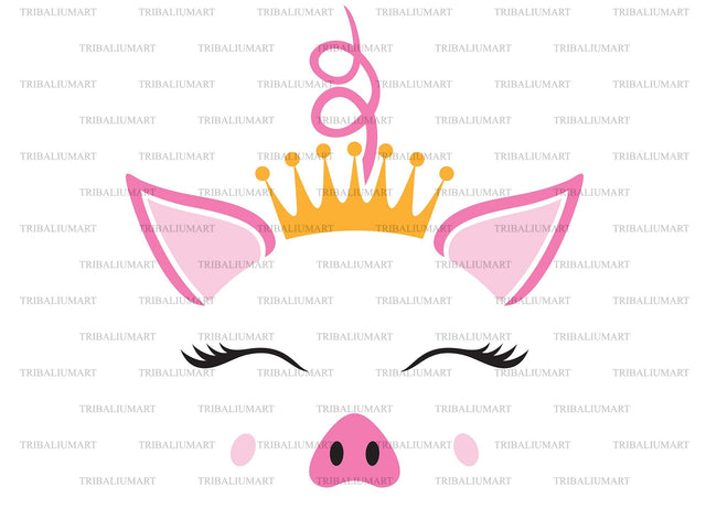 Cute pig face with crown SVG TribaliumArtSF 