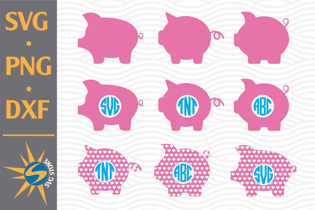 Cute Pig Monogram SVG, PNG, DXF Digital Files Include SVG SVGStoreShop 