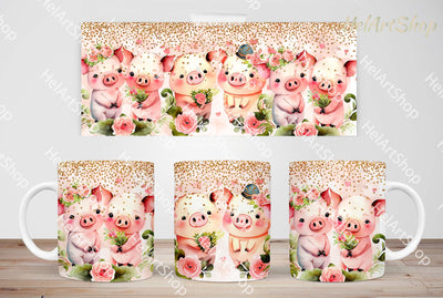 Cute Pig Mug PNG Sublimation | 11Oz Mug Png Sublimation _HelArtShop_ 