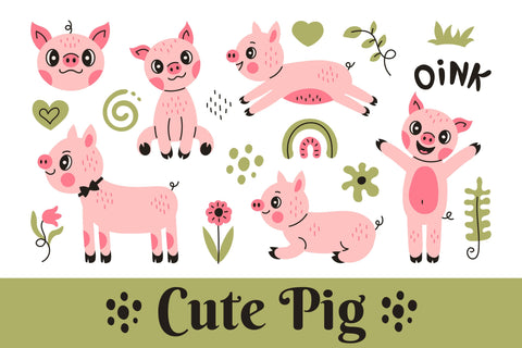 Cute Pig PNG Clipart Sublimation Rin Green 
