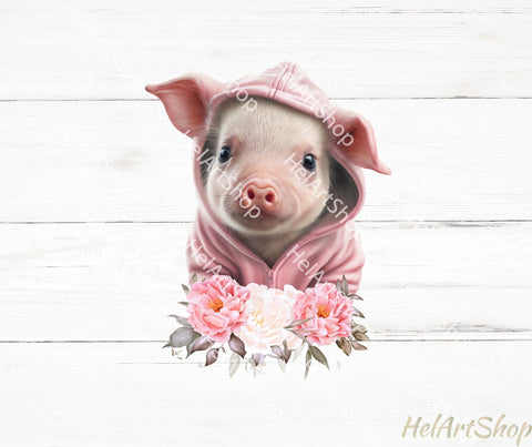 Cute Pig Png, Sublimation Png, Floral Piglet Png Sublimation _HelArtShop_ 
