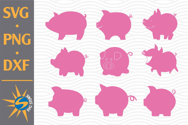 Cute Pig SVG, PNG, DXF Digital Files Include SVG SVGStoreShop 