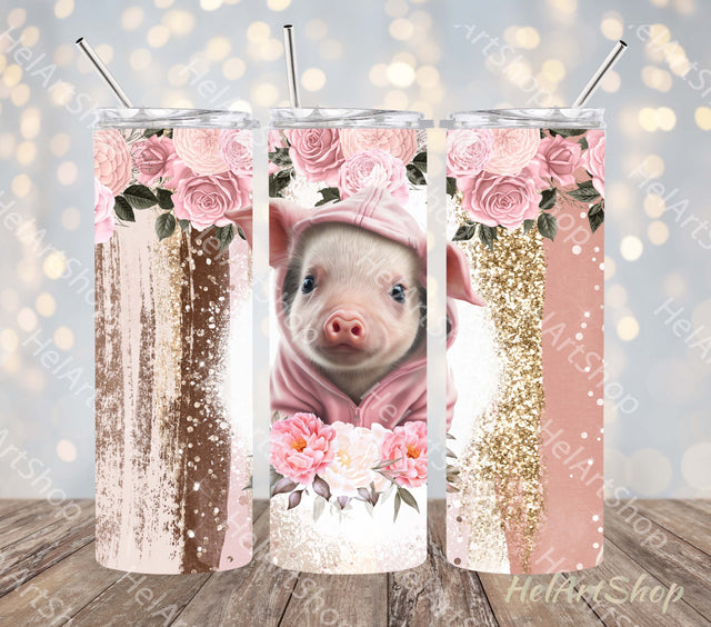 Cute Pig Tumbler PNG Sublimation, SKINNY TUMBLER Png Sublimation _HelArtShop_ 