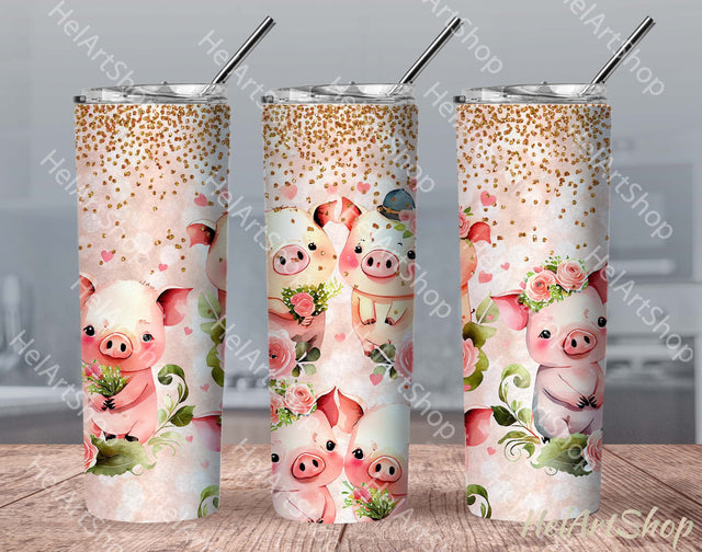Cute Pig Tumbler PNG Sublimation, SKINNY TUMBLER Png Sublimation _HelArtShop_ 