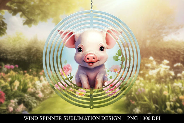 Cute Pig Wind Spinner Sublimation Design PNG Sublimation BijouBay 