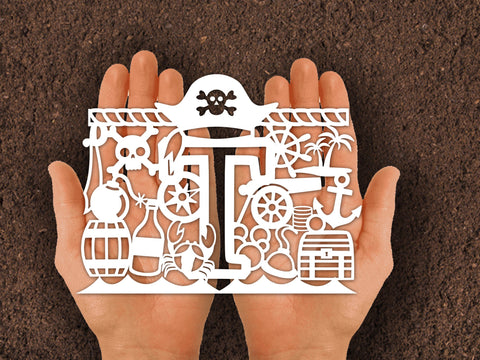 Cute Pirate Alphabets Paper cut SVG Johan Ru designs 