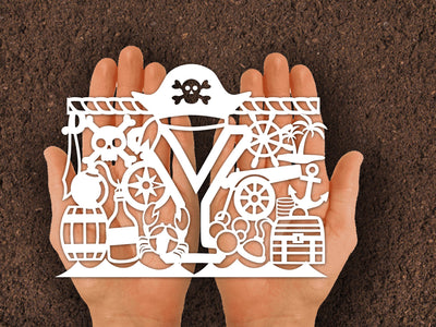 Cute Pirate Alphabets Paper cut SVG Johan Ru designs 