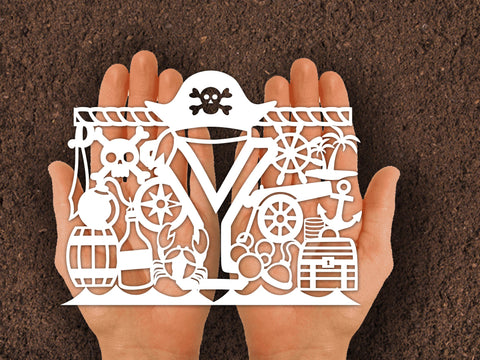 Cute Pirate Alphabets Paper cut SVG Johan Ru designs 