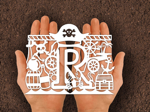 Cute Pirate Alphabets Paper cut SVG Johan Ru designs 