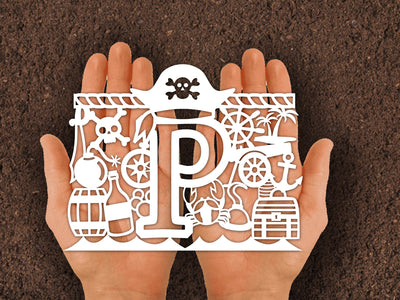 Cute Pirate Alphabets Paper cut SVG Johan Ru designs 
