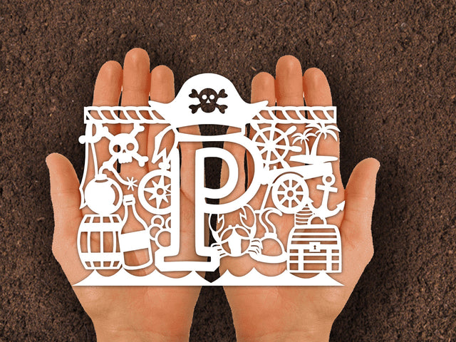 Cute Pirate Alphabets Paper cut SVG Johan Ru designs 