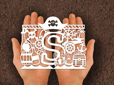 Cute Pirate Alphabets Paper cut SVG Johan Ru designs 