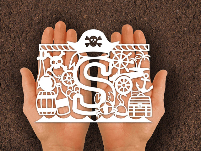 Cute Pirate Alphabets Paper cut SVG Johan Ru designs 