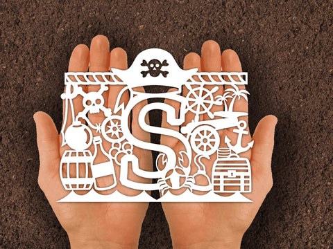 Cute Pirate Alphabets Paper cut SVG Johan Ru designs 